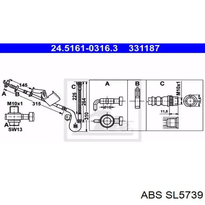 Купити SL5739 ABS Шланг гальмівний передній, правий
