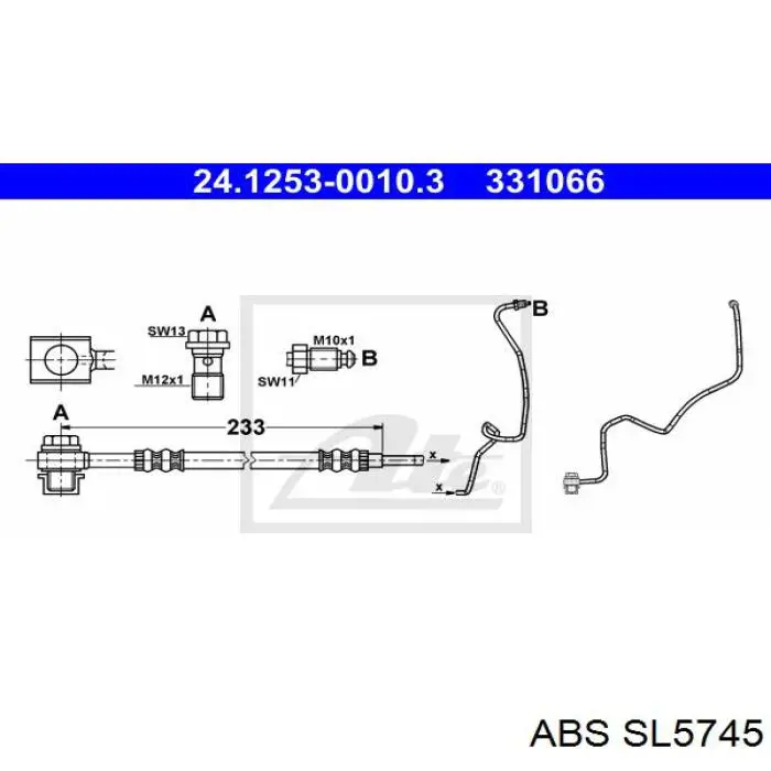 Шланг гальмівний задній, лівий ABS SL5745 ціна, від 13.31 USD