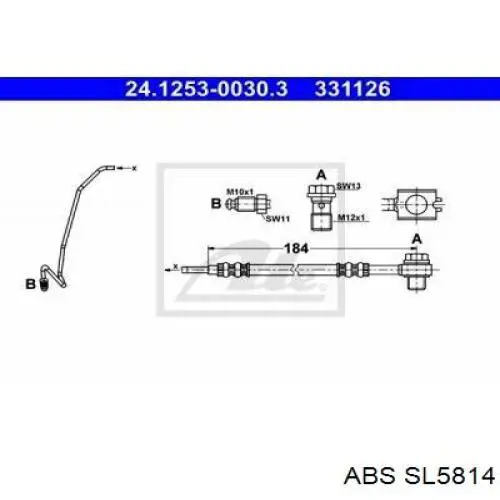 Шланг гальмівний задній, лівий ABS SL5814 ціна, від 14.52 USD