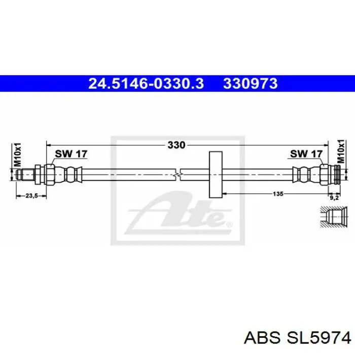 Шланг гальмівний задній 0015337V002000000 Mercedes