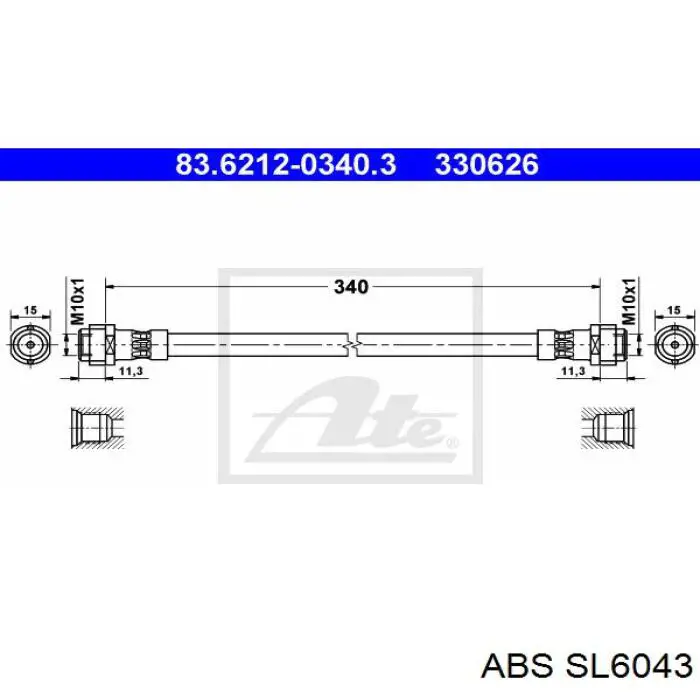 Шланг гальмівний задній ABS SL6043 ціна, від 5.37 USD