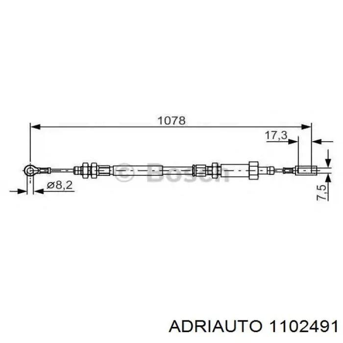 Трос ручного гальма задній, правий/лівий Adriauto 1102491 ціна, від 10.41 USD