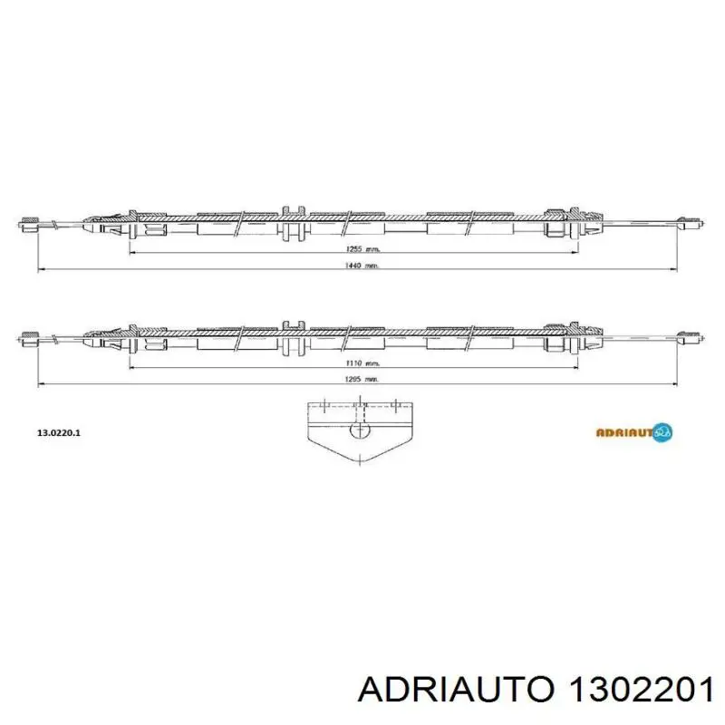 Трос ручного гальма задній, правий/лівий Adriauto 1302201 ціна, від 19.63 USD