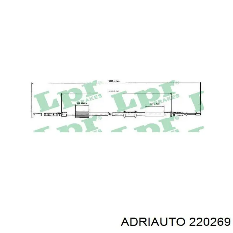 Трос ручного гальма задній, правий 220269 Adriauto