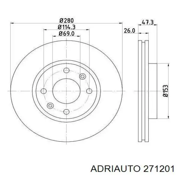 Шланг гальмівний задній Adriauto 271201 ціна, від 3.83 USD