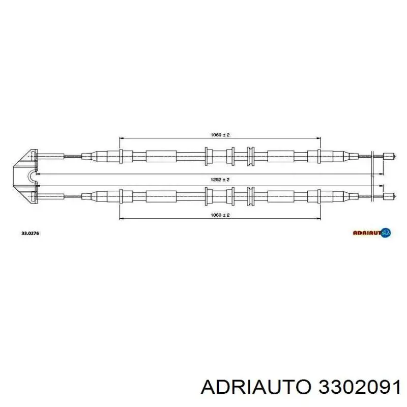3302091 Adriauto трос ручного гальма задній, правий/лівий