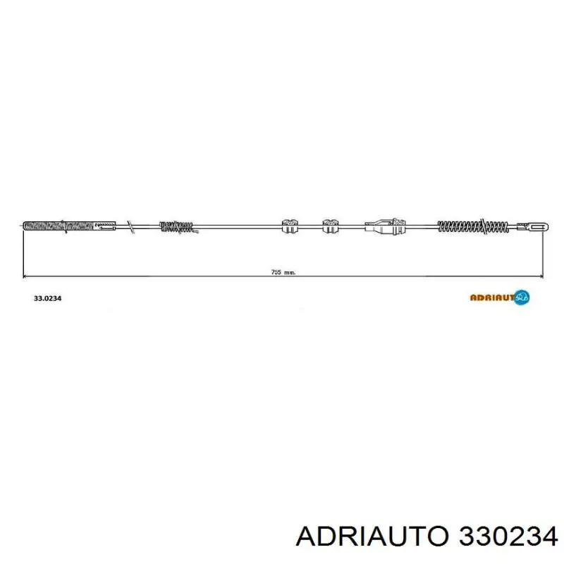 Трос стоянкового гальма задній лівий Adriauto 330234 ціна, від 3.75 USD