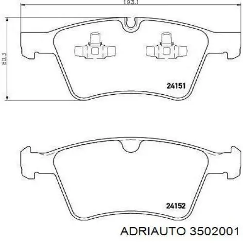3502001 Adriauto трос ручного гальма задній, правий/лівий