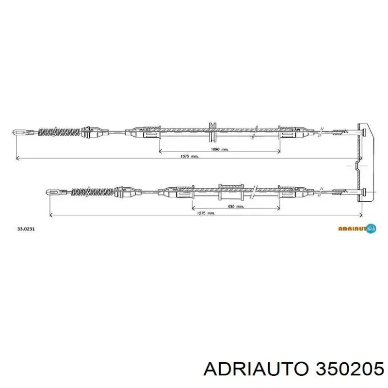 Трос стоянкового гальма задній лівий Adriauto 350205 ціна, від 5.74 USD