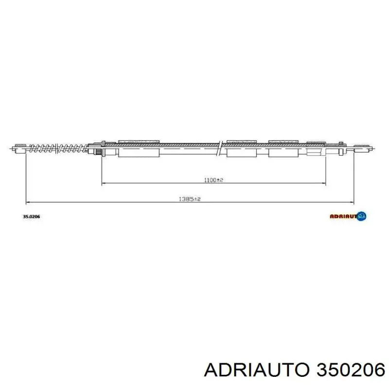 Трос ручного гальма задній, правий 350206 Adriauto