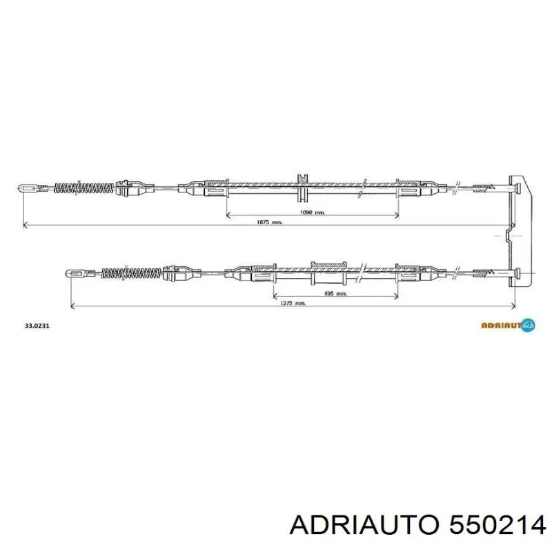 Трос ручного гальма задній, правий/лівий 550214 Adriauto