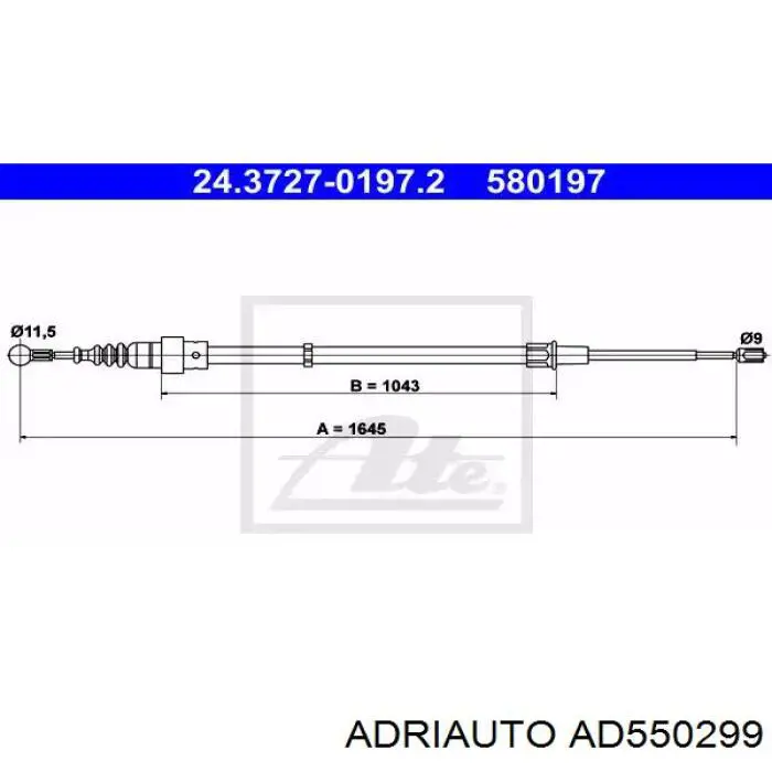 Трос ручного гальма задній, правий/лівий AD550299 Adriauto