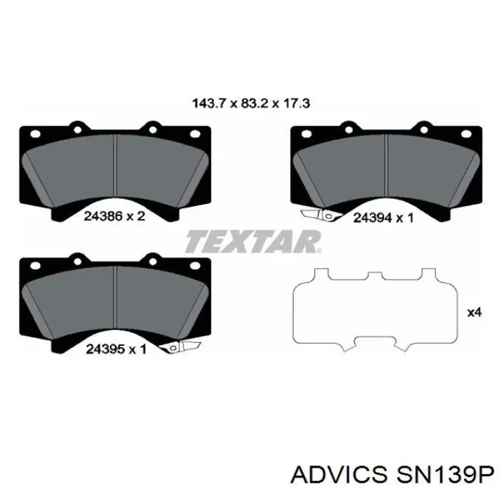 Гальмівні колодки Advics SN139P ціна, від 38.09 USD