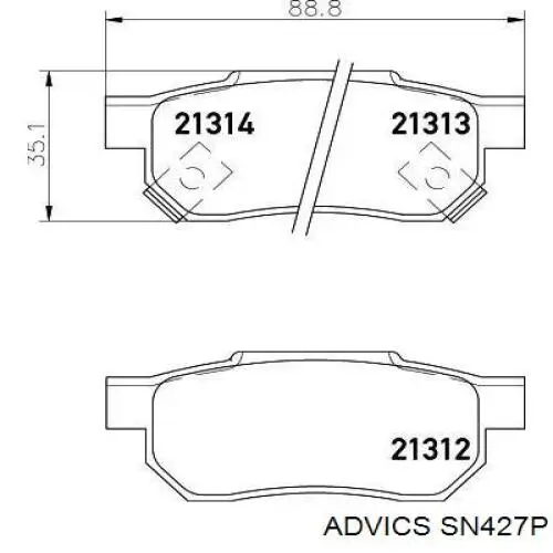 Колодки гальмові задні, дискові SN427P Advics