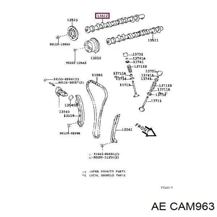 Розподільний вал двигуна випускний AE CAM963 ціна, від 111.49 USD