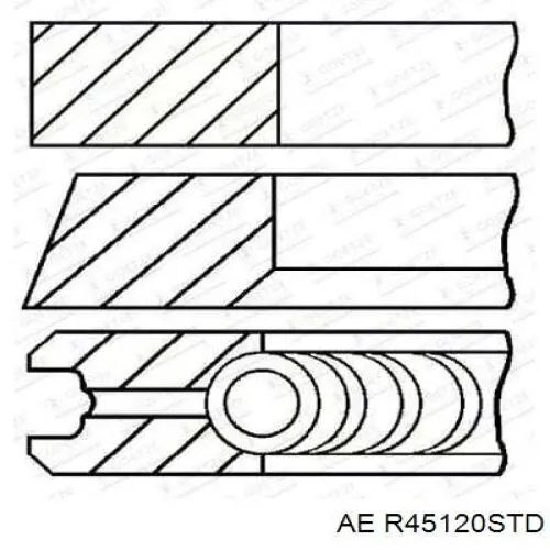 R45120STD AE Кільця поршневі комплект на мотор, STD.