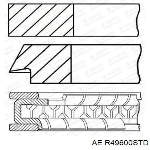 Кільця поршневі на 1 циліндр, STD. KOLBENSCHMIDT 800040310000