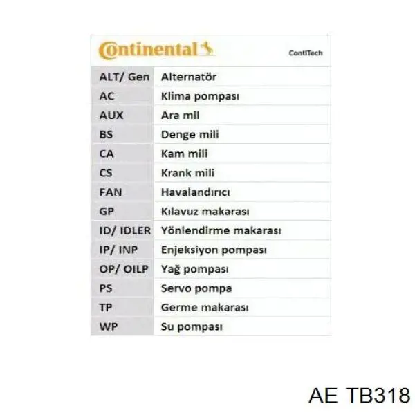TB318 AE Ремінь двигуна