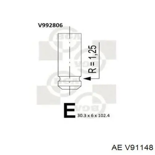 V91148 AE клапан впускний