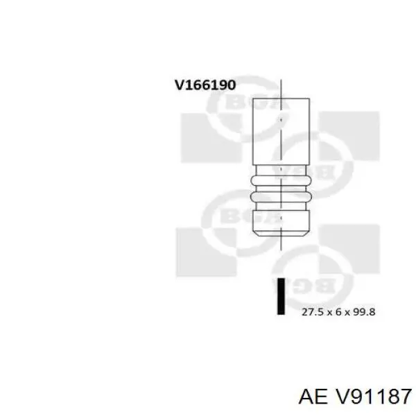 Клапан впускний AE V91187 ціна, від 7.88 USD