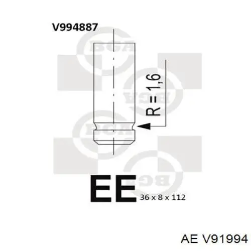 Вихлопний клапан AE V91994 ціна, від 8.47 USD