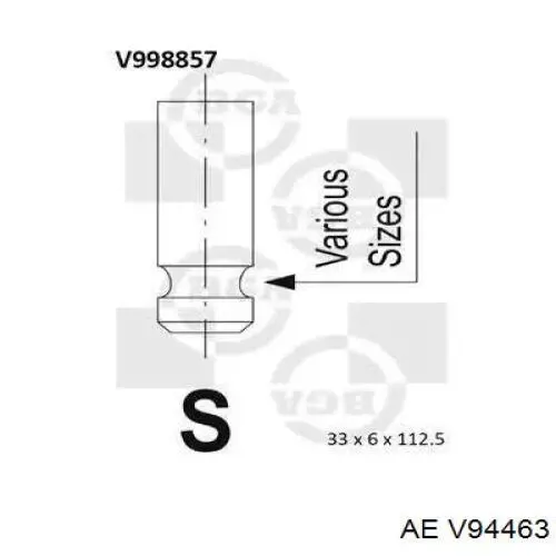 Клапан впускний AE V94463 ціна, від 4.31 USD