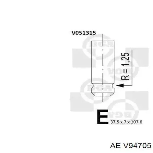 Клапан впускний AE V94705 ціна, від 6.00 USD