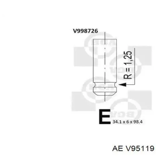 Клапан впускний AE V95119 ціна, від 5.33 USD