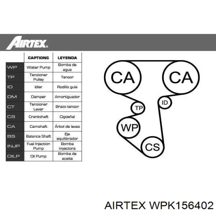 Ролик ременя ГРМ, паразитний WPK156402 AIRTEX