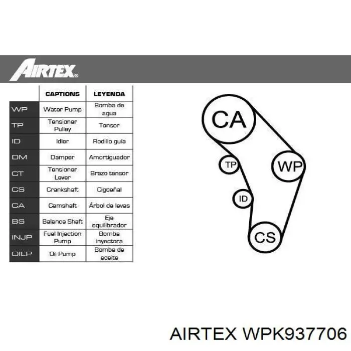 WPK937706 Airtex помпа водяна, (насос охолодження)