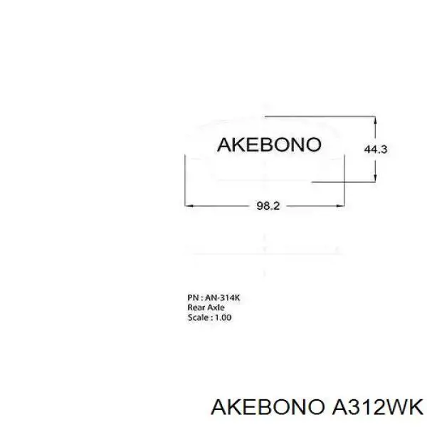 Купити A312WK Akebono Колодки гальмівні передні, дискові