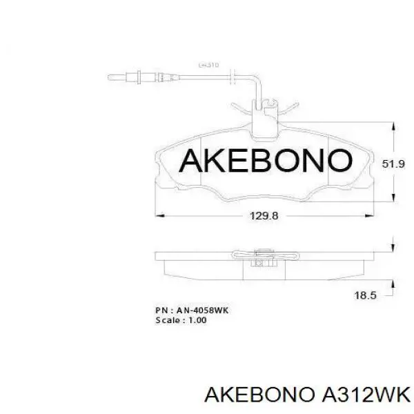 Гальмівні колодки Akebono A312WK ціна, від 16.72 USD