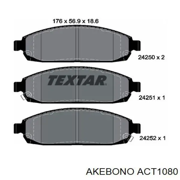 Передні тормозні колодки ACT1080 Akebono