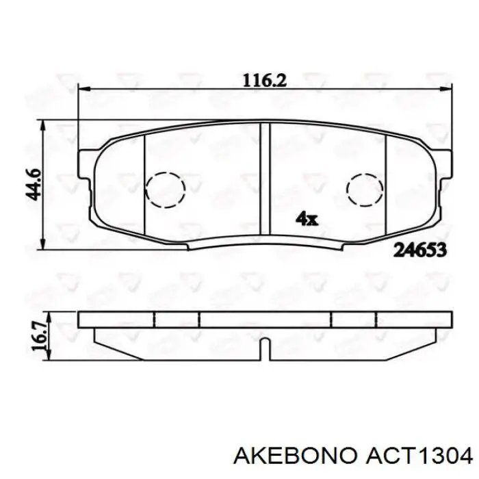Задні гальмівні колодки Akebono ACT1304 ціна, від 25.34 USD