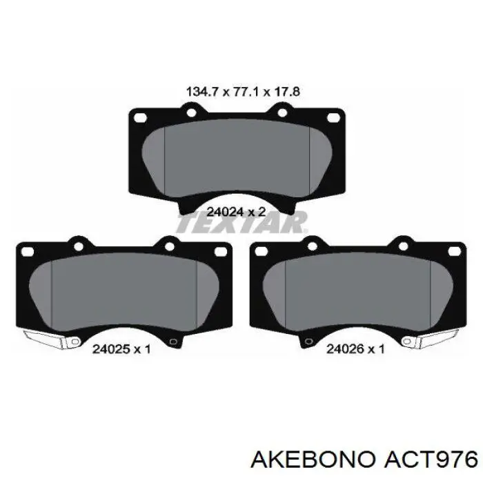 Гальмівні колодки Akebono ACT976 ціна, від 35.24 USD