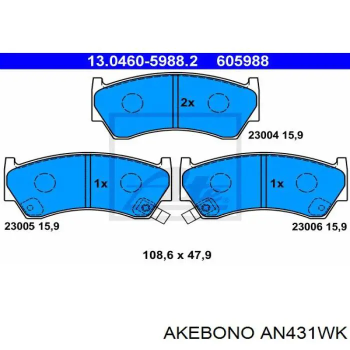 Гальмівні колодки Akebono AN431WK ціна, від 16.49 USD