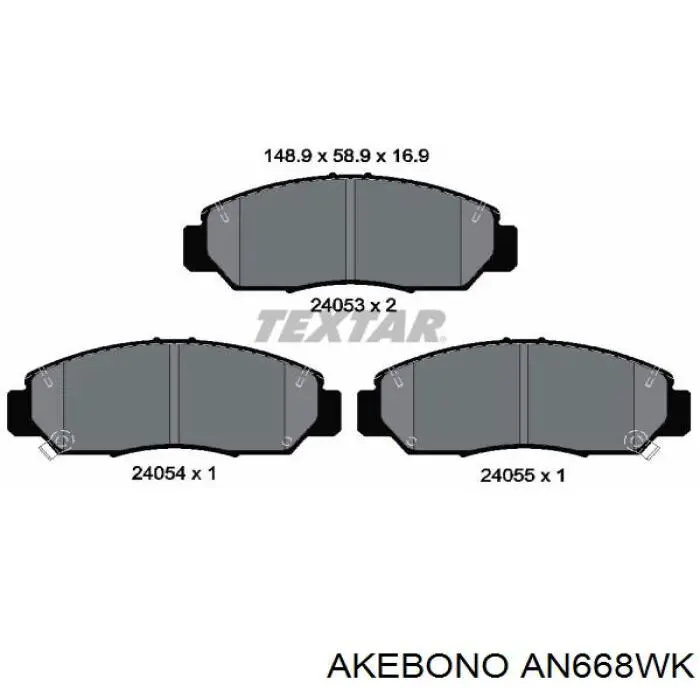 AN668WK Akebono колодки гальмівні передні, дискові