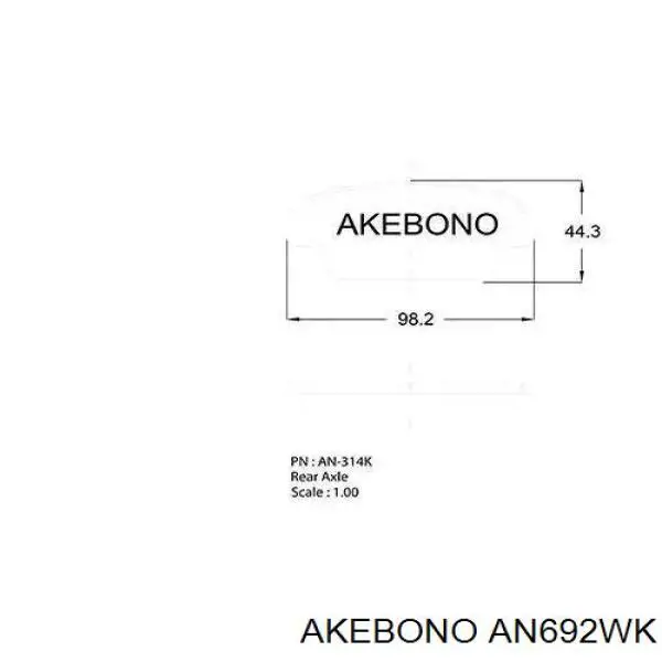 Задні гальмівні колодки Akebono AN692WK ціна, від 15.23 USD