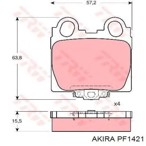 PF1421 Akira колодки гальмові задні, дискові