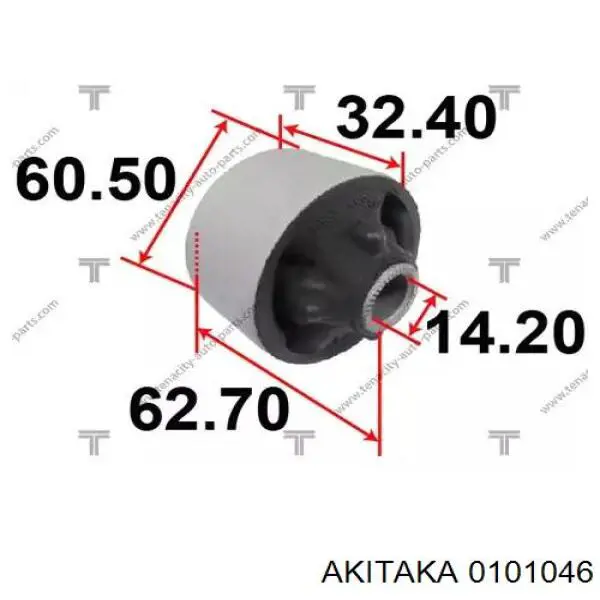 Сайлентблок нижнього важеля передньої підвіски Akitaka 0101046 ціна, від 7.43 USD