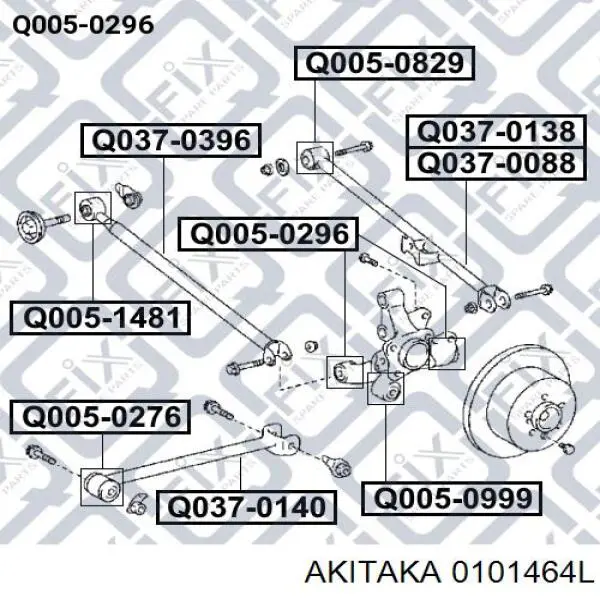 Сайлентблок тяги поперечної, задньої підвіски Akitaka 0101464L ціна, від 19.28 USD