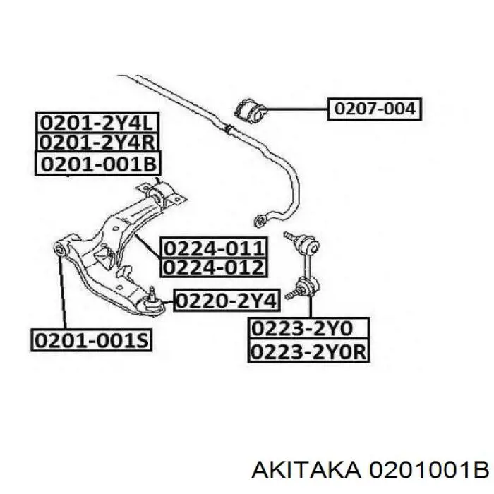 Купити 0201001B Akitaka Сайлентблок передньої підвіски