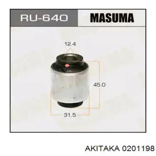 0201198 Akitaka Сайлентблок цапфи задньої