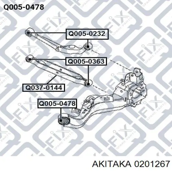 Сайлентблок заднього поздовжнього важеля, передній Akitaka 0201267 ціна, від 13.72 USD