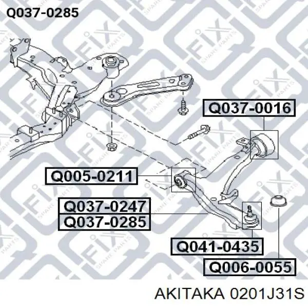 Купити 0201J31S Akitaka Сайлентблок передньої підвіски