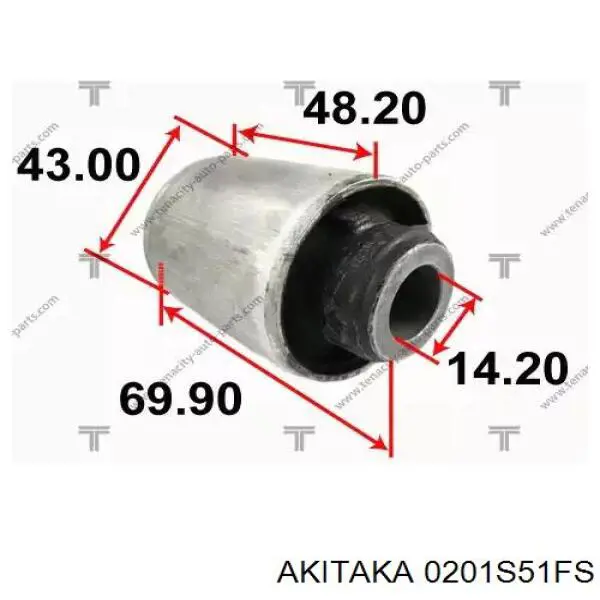 Сайлентблок нижнього важеля передньої підвіски Akitaka 0201S51FS ціна, від 3.95 USD