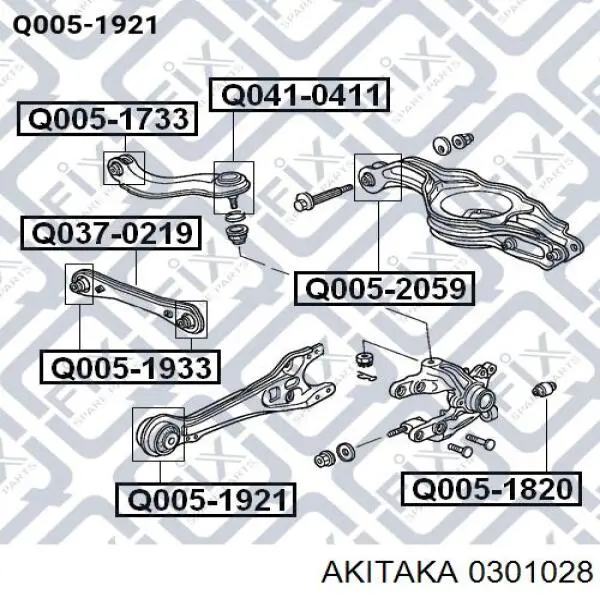 Сайлентблок заднього поздовжнього важеля, передній 0301028 Akitaka