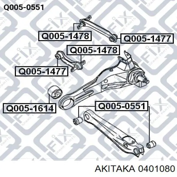 Сайлентблок заднього поперечного важеля 0401080 Akitaka