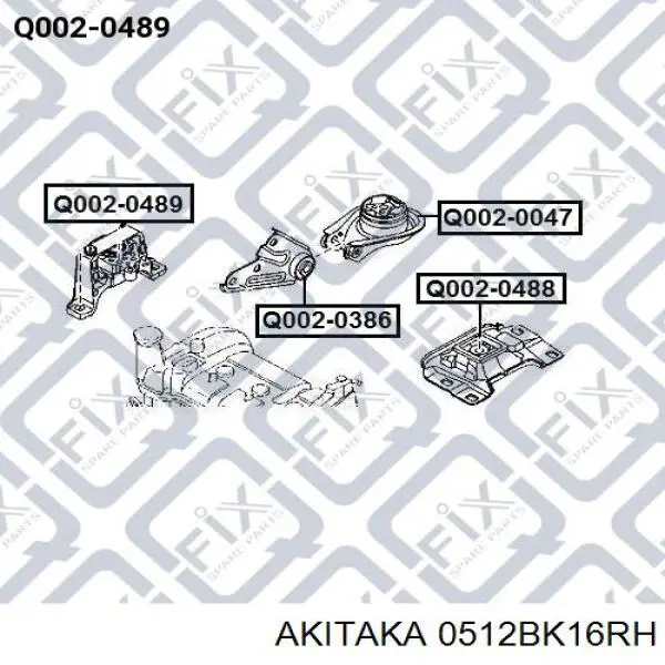 Права подушка двигуна Akitaka 0512BK16RH ціна, від 38.74 USD