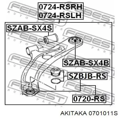 Купити 0701011S Akitaka Сайлентблок передньої підвіски